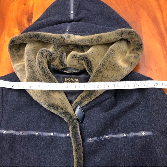 Vintage Cashmere Wool Oversized Fuax Fux Winter Long Pea Coat Maxi Jacket. Large - Picture 13 of 16